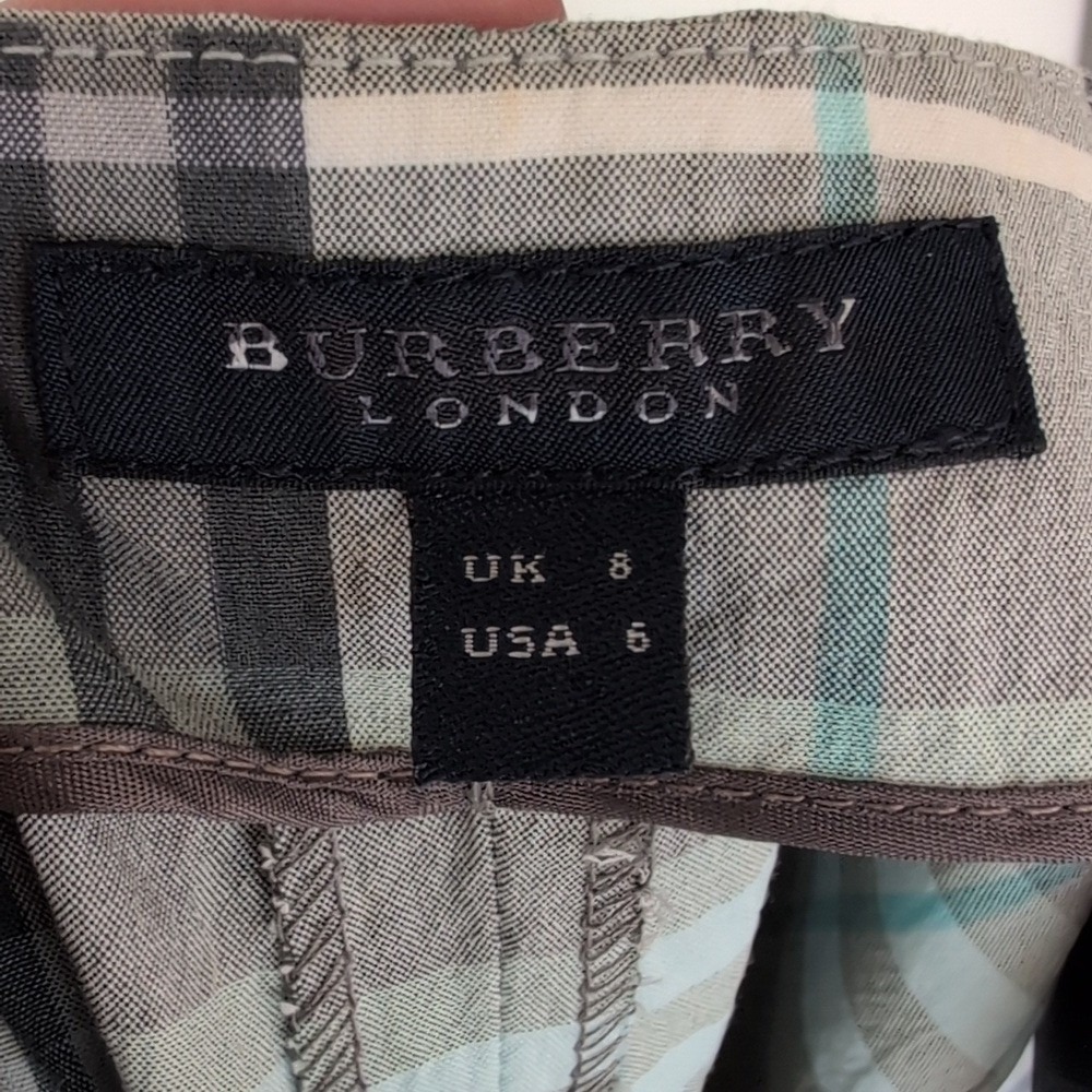 Burberry London Blue/Gray/Black Nova Check‎ Plaid Cotton Pants Size 6 - Picture 9 of 13